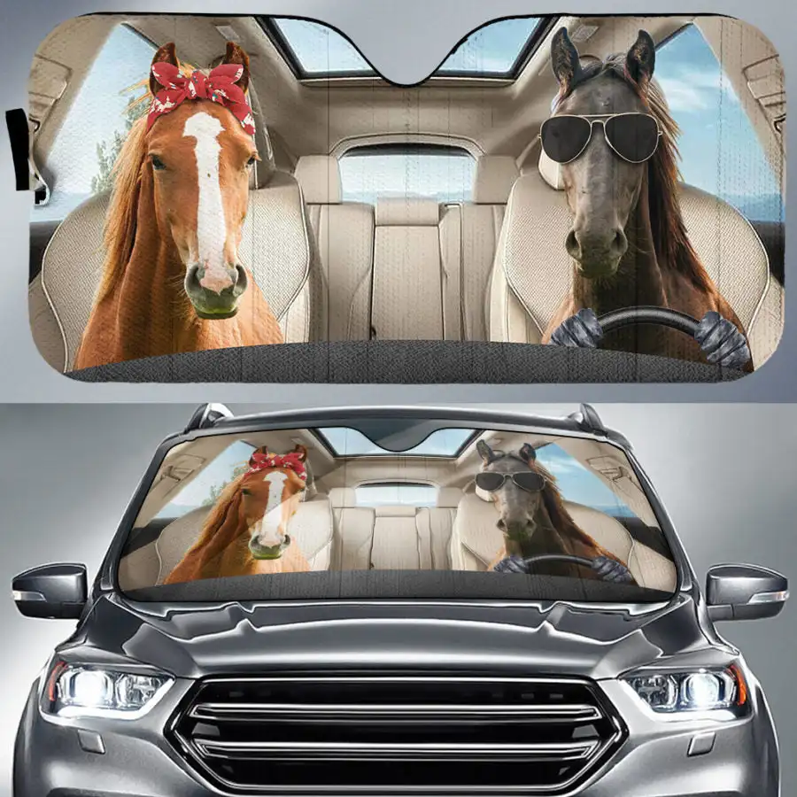 

Funny Farm Horse Pattern Sunshade Hippie Car Windshield Sunshade Keeps Out UV Rays Heat Protection Universal Accessories Decor