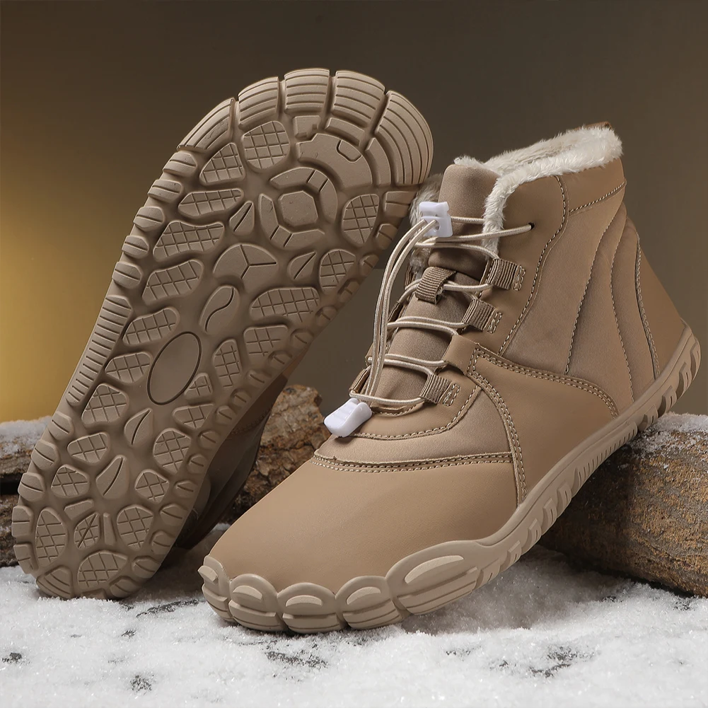 Winter Snow Boots Barefoot Hiking Shoes Waterproof Cold-Proof Trekking Shoes Lightweight Warm Lined Booties for Men Women 3