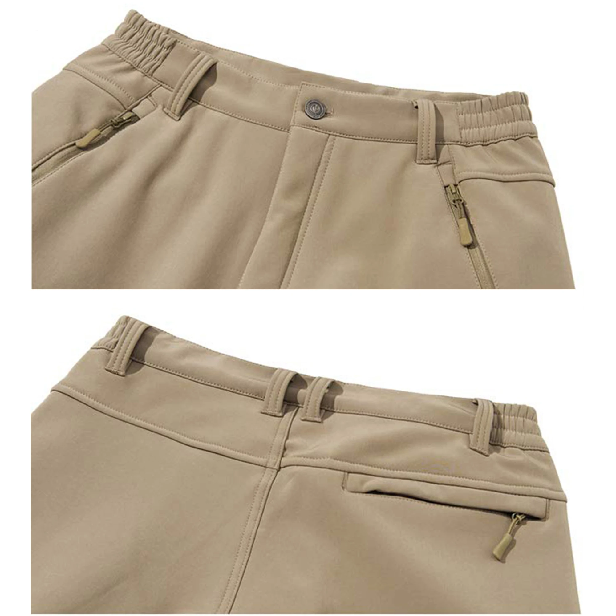 MAGCOMSEN Winter Fleece Men's Pants Warm Casual Straight Trousers 9 Pockets Waterproof Snow Hiking Pants 4