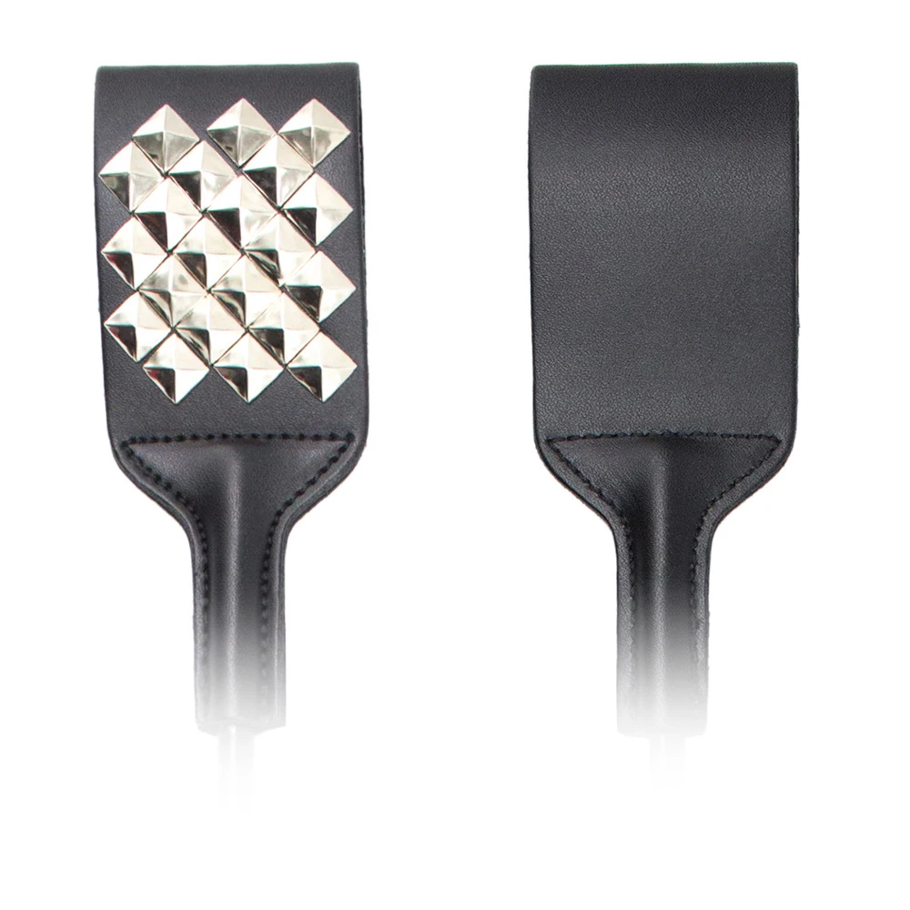 53CM PU Leather Paddle Whip,Riding Crop PU Leather Flogger Horsewhips，Silvery Punk Rivet Bat Spanking Paddle 6