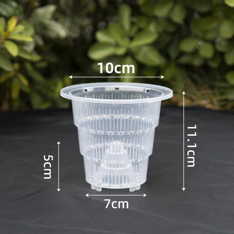 Vaso Per Orchidee Con Fori – Doppio Strato In Plastica, 15 Cm, Trasparente Con Effetto Ceramica, Aerazione 360° E Dispositivo A Rimbalzo - 3