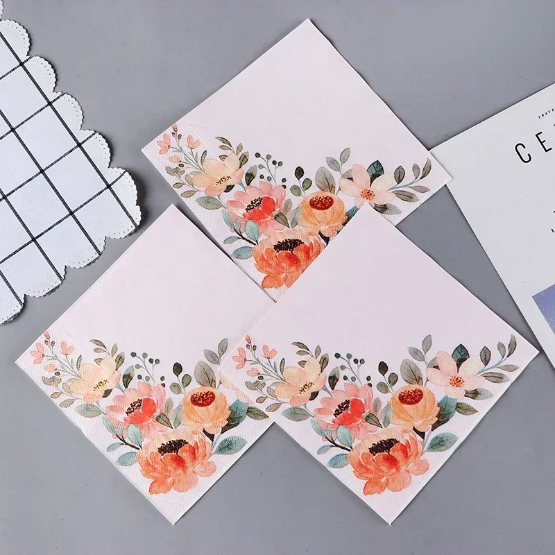 Colored Tissue Paper Printing Napkins Wedding Tissue Original Wood Pulp Paper New Year's Printing Colorful Pumping 20pcs