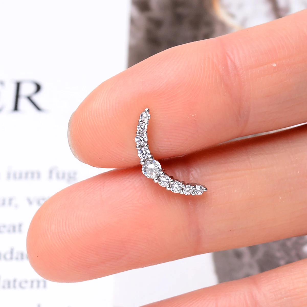 1 stück Edelstahl Ohr Piercing Bolzen Schlange Mond Runde Kugel Arc Knorpel Helix Conch Ball Schraube Zurück Ohrring Körper schmuck – Detail 12