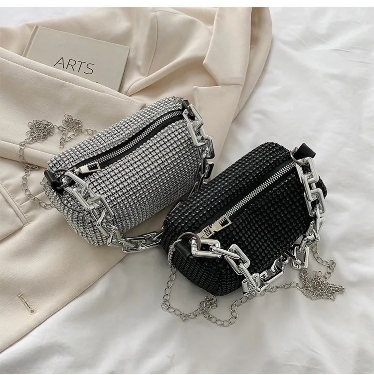 Bling Diamond Design Small Crossbody Messenger Bags for Women 2022 Summer Trend Luxury Fashion Travel Shoulder Handbags Purses