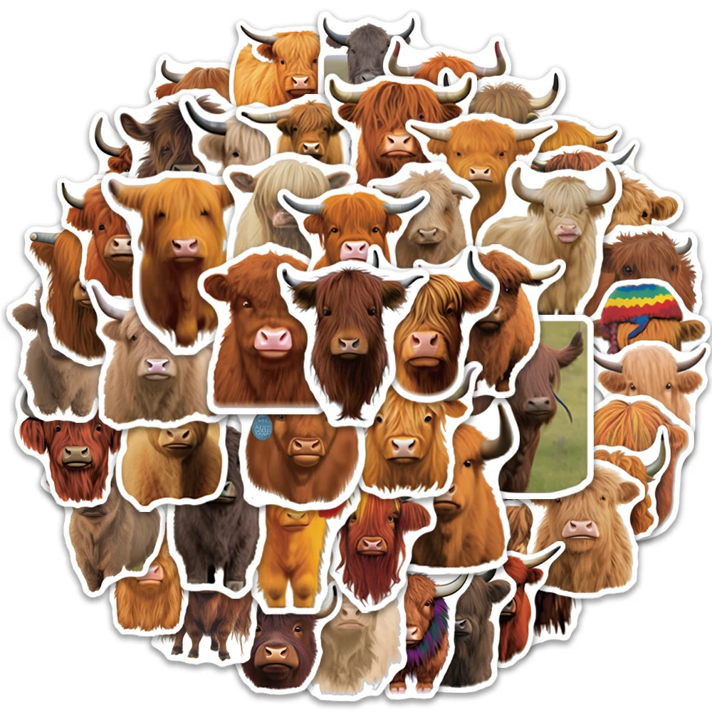 

10/25/52pcs Highland Cow Cartoon Stickers Animals Cattle Kids Toy Skateboard Phone Laptop Luggage Sticker Decals Sticker