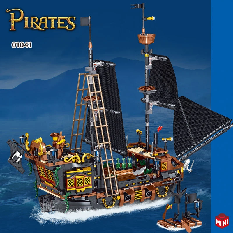 

Креативный корабль пиратов Карибского моря, миниатюрные блоки, фигурки капитана, строительные блоки, строительные игрушки, набор, коллекция для детей, подарки