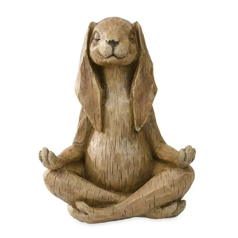 Meditation Rabbit Resin Ornament Garden Decoration Long Eared Rabbit Sculpture Ornament Home Gardening Animal Sculpture Decor