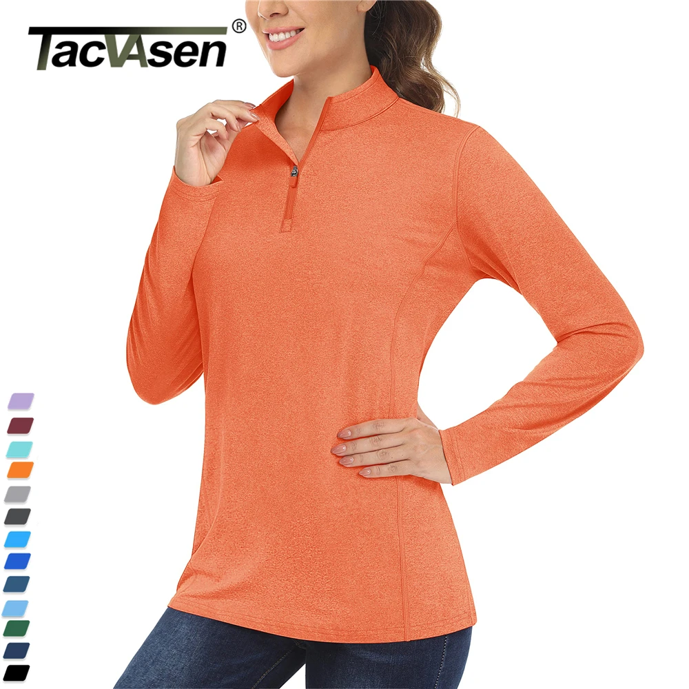 TACVASEN UPF 50+ Sun Protection Shirts Womens Long Sleeve Shirts 1/4 Zip Casual Pullovers