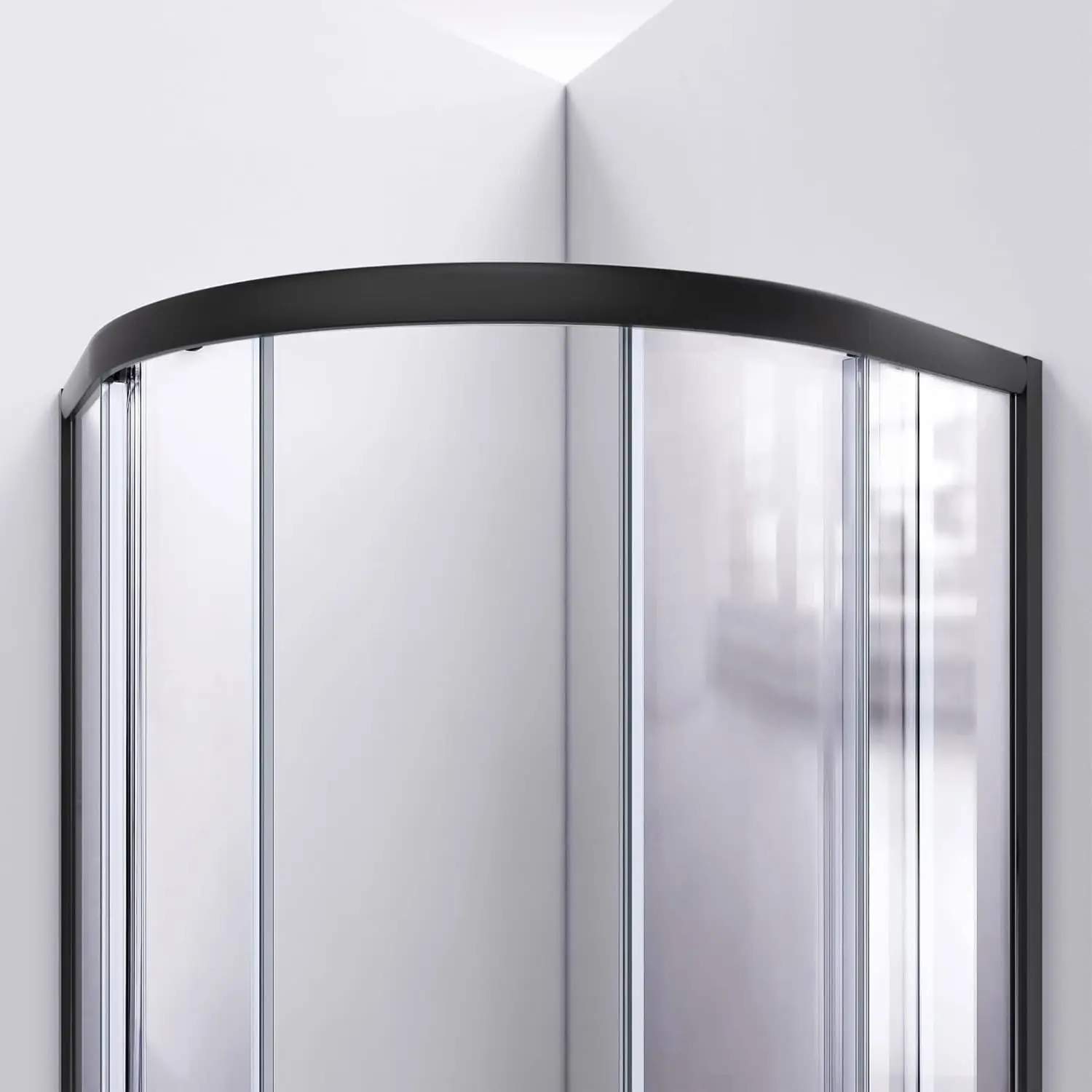Semi Frameless Clear Glass Sliding Shower Enclosure in Brushed Nickel with White Base Kit Perfect for smaller spaces 4