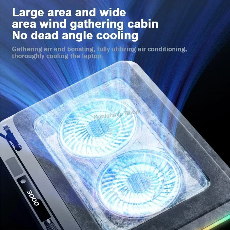 17 Gaming W/ RGB Light HD Display Laptop Cooling Pad 5 Angle Adjustable Notebook Cooler Stand For 15-21'' Computer_voghion.com