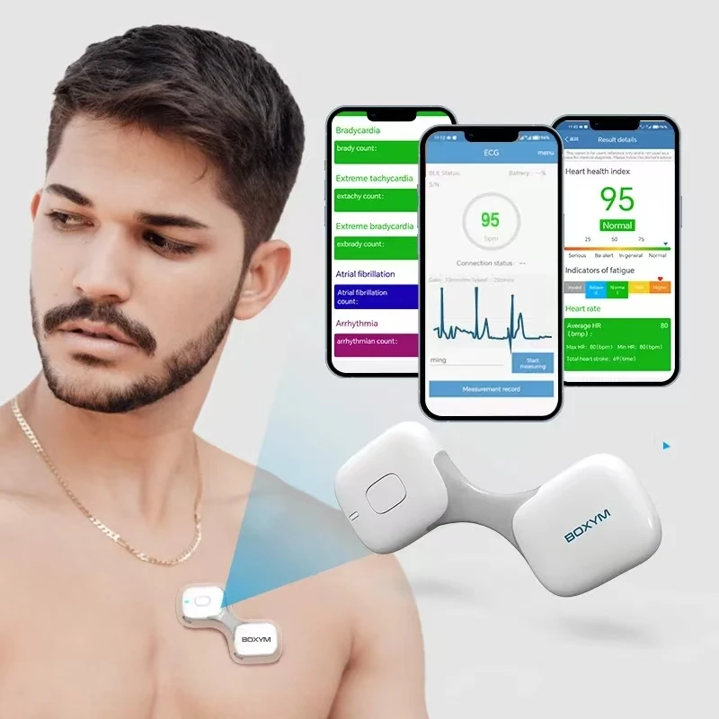 Ecg monitor BOXYM Mobile Analysis 24-Hour Heart Monitor Dynamic ECG Machine Portable ECG Recorder Wearable Wireless Heart Monitor