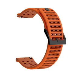 Silicone Strap Wristband Bracelet - 22mm Adjustable Fit - 22mm (Orange)