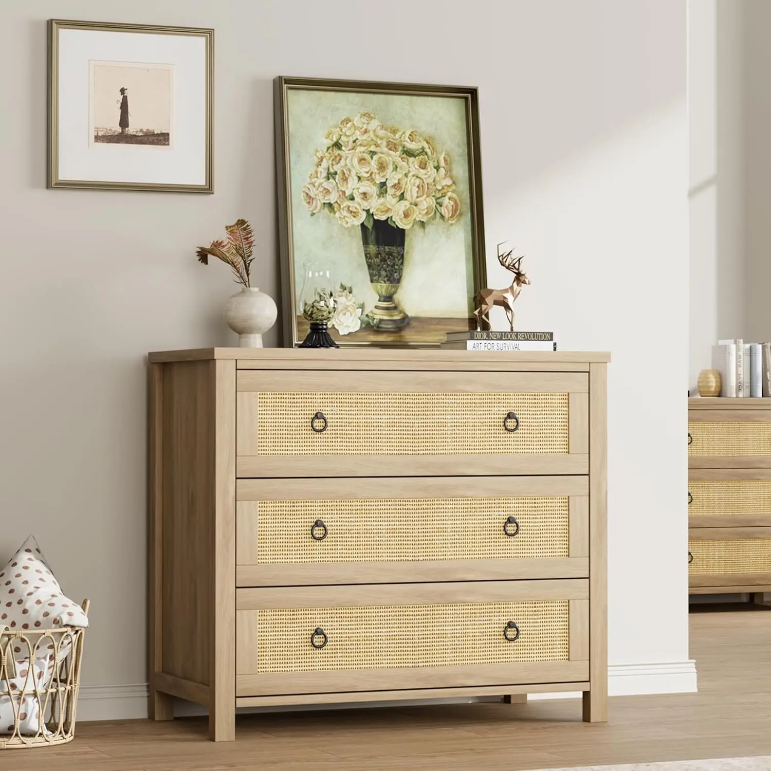 Rattan Wood Drawer Dresser 2
