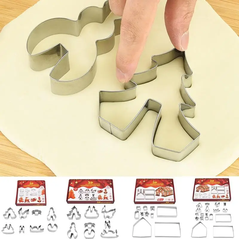 

Gingerbread House Cookie Cutter Stainless Steel Fondant Biscuit Embossing Mold Baking Accessories Christmas Biscuit Mould