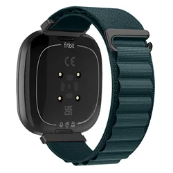 Breathable Nylon Alpine Loop Strap - Replaceable Sport Watchband Accessory - Fitbit Versa 3 (Rainforest green)