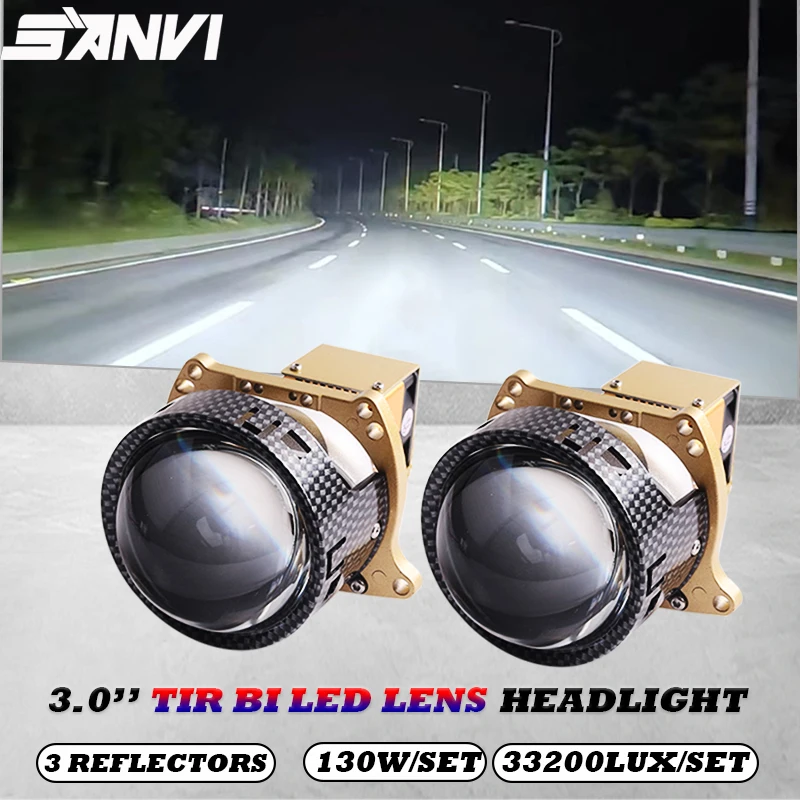 

SANVI PTF Bi LED Lense for Car Headlights Angel Eyes Projector Headlamp With Hella 3R G5 Frame Auto Driving Light 5500k 33200Lux