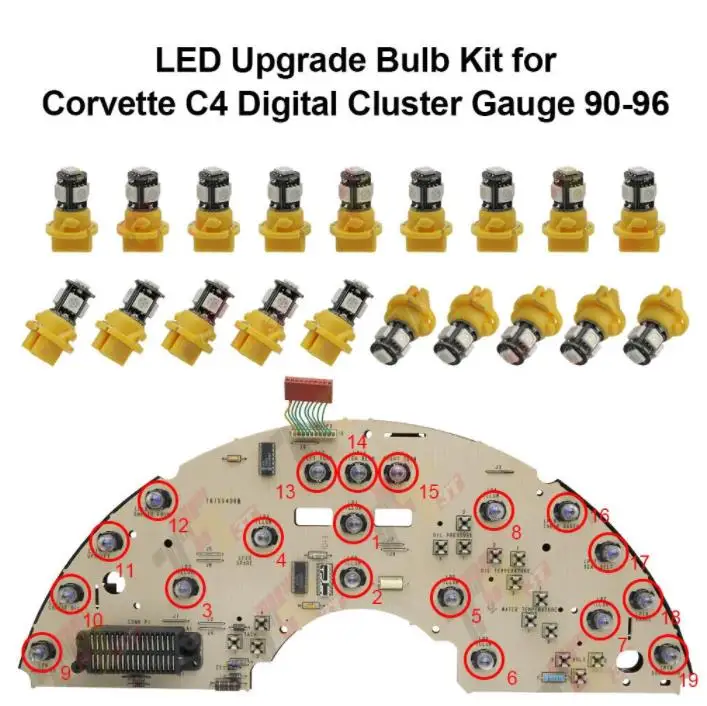 

LED Upgrade Bulb Kit for Corvette C4 Digital Cluster Gauge 90-96