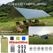 

Waterproof Camping Tent Tarp Tourist Awning Shelter Hammock Cover Light Rain Fly UV Protection Lightweight Garden Sun Shelter