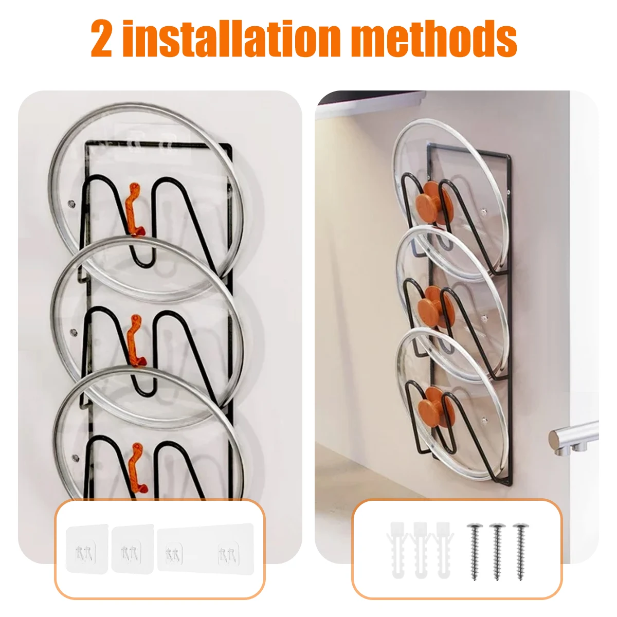 Metal Wall Mounted Pot Lid Rack Organizer