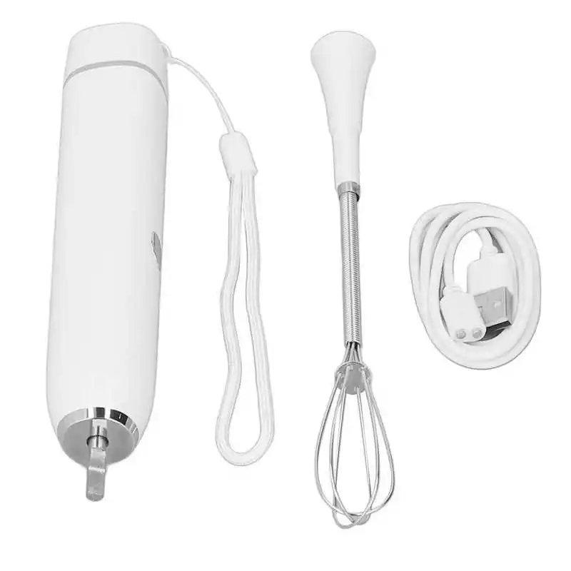 

Electric Egg Beater Mixer Multifunctional Kitchen Appliances Replaceable Brush Head White Electric Mixer
