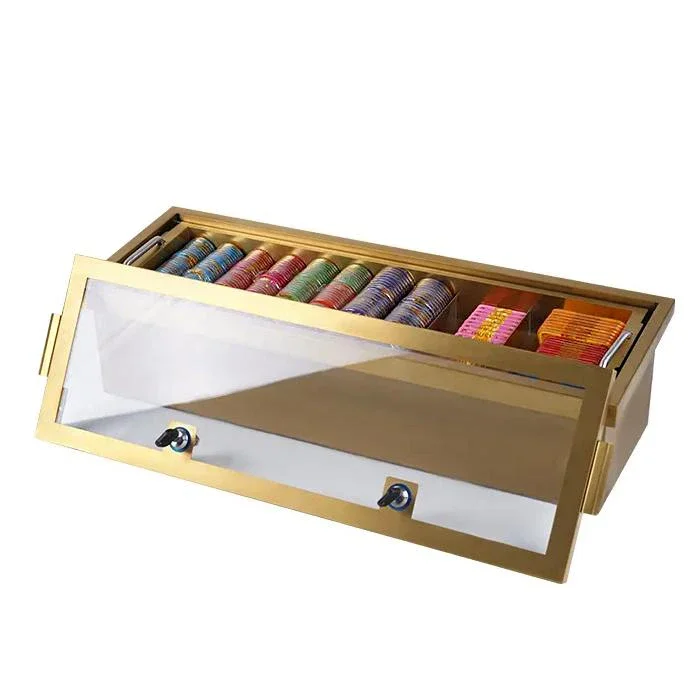 

YH Luxurious Double Layer Lockable Iron Acrylic Storage Chips Box
