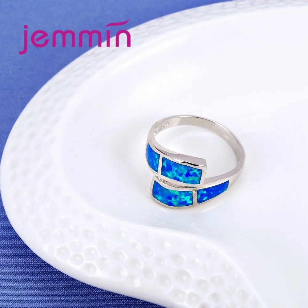 New Fashion Blue Fire Opal Ring 925 Sterling Silver Jewelry Wedding Party Engagement Jewellery for Women silver ring,silver rings