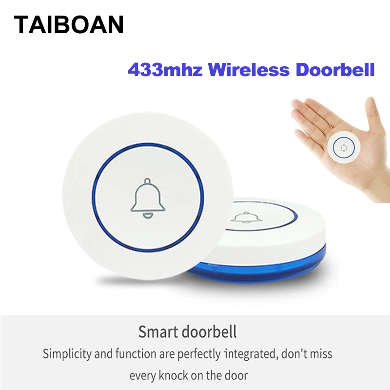 Mini433MHzWirelessDoorbellRoundShapeButtonHomeDoorBellSensor