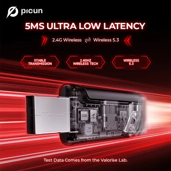 Picun G2 Wireless Gaming Headset Bluetooth 5.3 2.4G Headphones 7.1 Surround 5ms Low Latency ENC Mic for PC PS4 PS5 Phone Switch 2