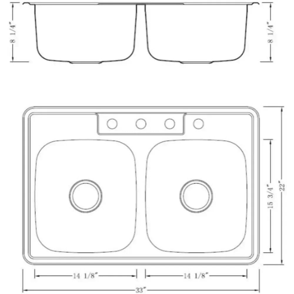 Kitchen Sink Stainless Steel Drop In Top Mount,Self Rimming 3