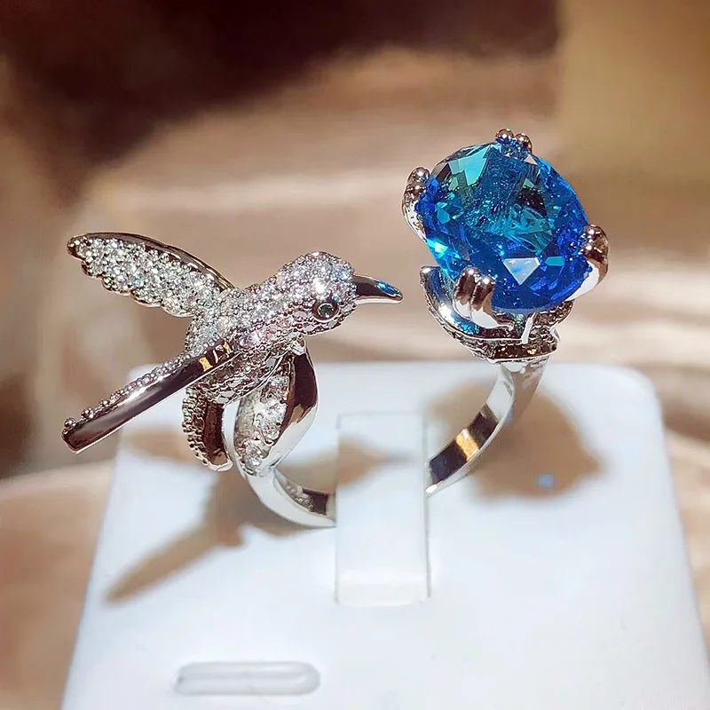 Set Di Anelli Con Libellula In Argento 925 E Zirconi Verde Oliva AAA – Gioiello Elegante Per Donna, Regalo Impilabile