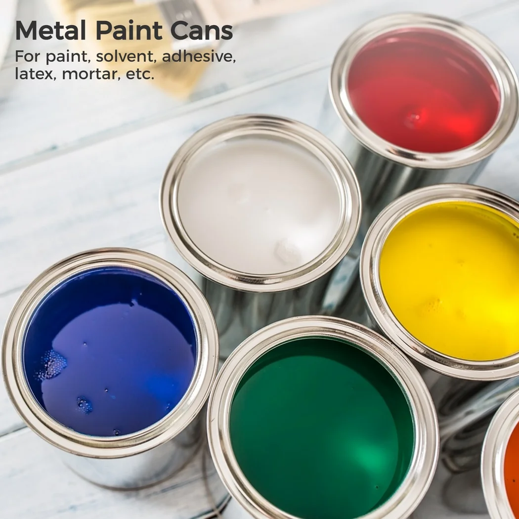 Metal Paint Cans 6Pcs Empty Unlined With Lids 1/2 Pint Metal Pails For Crafts DIY Projects Storage Containers