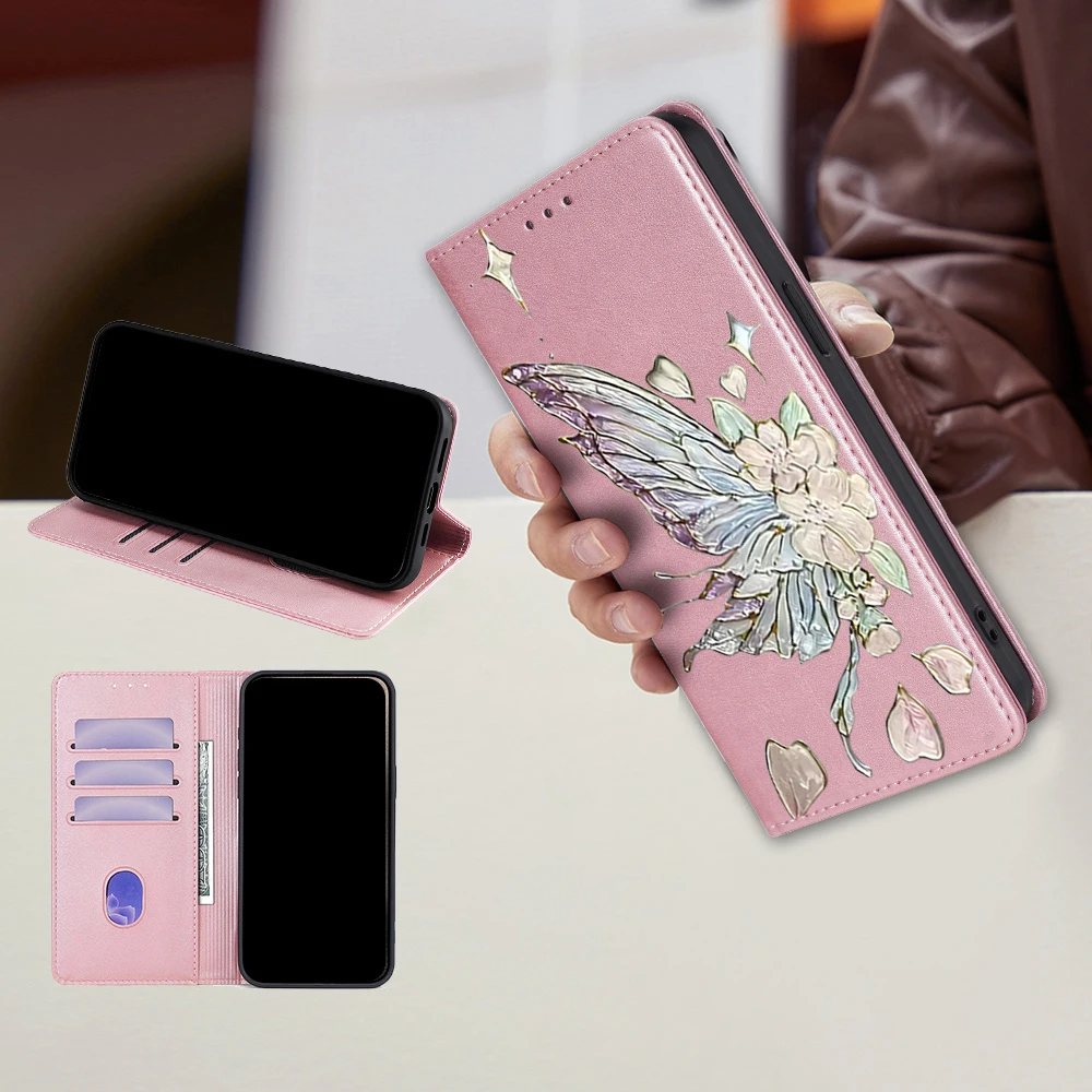Butterfly Painting Pattern Phone Case with Flip Cover
