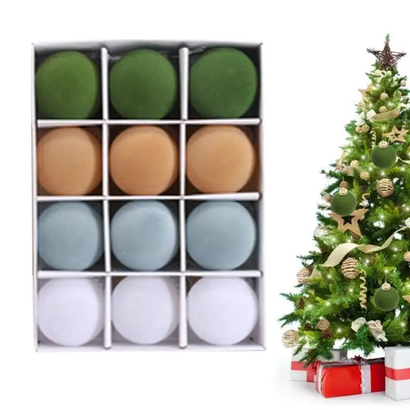 

12pcs Christmas Tree Decorative Velvet Balls Christmas Decorations for Shopping Malls Party Decor for Shopping Malls Gathering