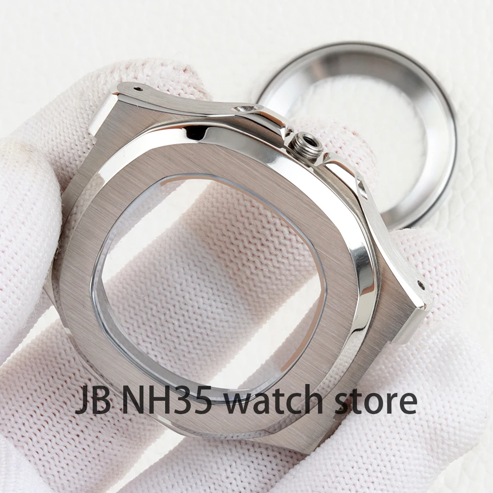 40mm Square Watch Case Sapphire Accessories for Nautilus Style Watches for NH35 NH36 NH38 movement Waterproof 316L steel Strap