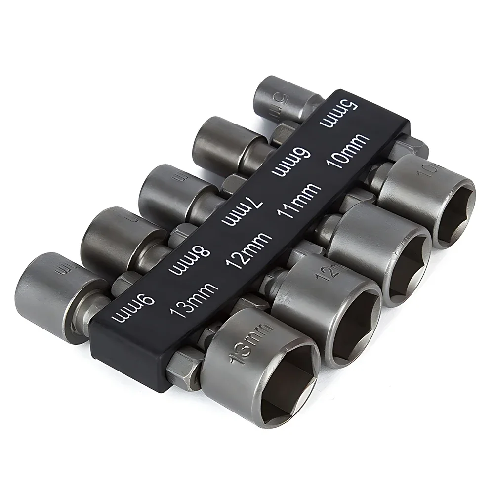 5-13mm Hex Socket Screw Sleeve Nozzles Nut 1/4in Hexagonal Nut Driver Drill Adapter Screwdriver Set Bits Sets Hand Tools 9Pcs hex sockets set socket adapter set nut driver drill bit set bit socket set drill socket adapter