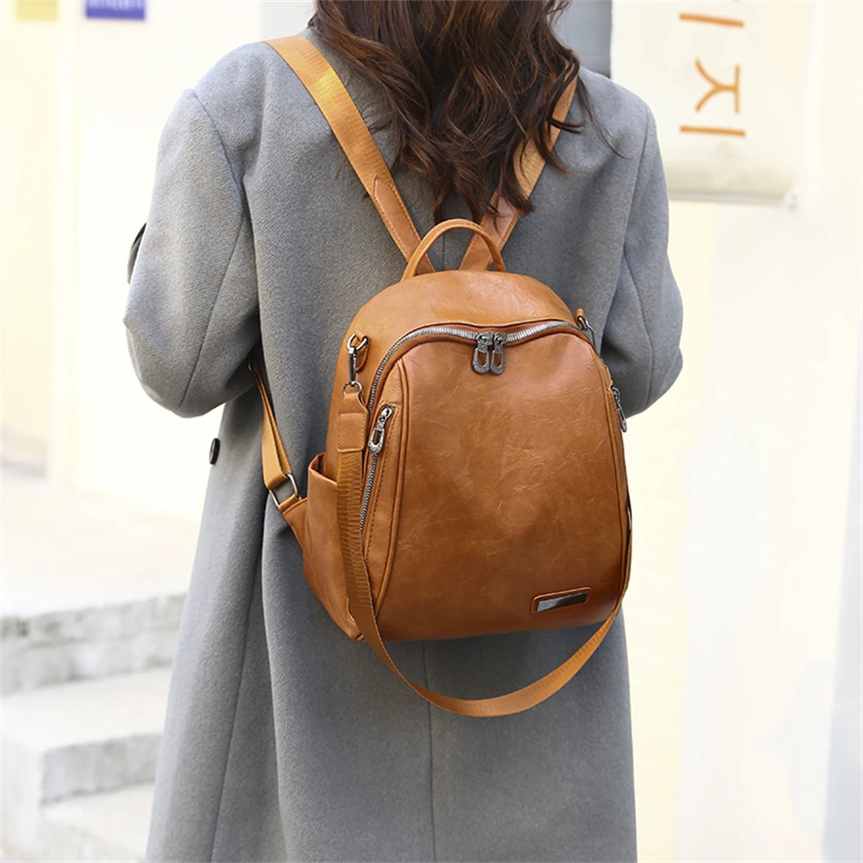 Multifunction 3 In 1 Backpack Shoulder Bag Bagpack PU Leather Book Bag Satchel  Women Schoolbag Large Classic Travel Rucksack