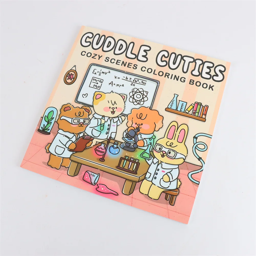 CUDDLE CUTIES Cute Comfy Coloring Book for Adults and Teens Featuring Adorable Creatures in Cozy Hygge Moments for Relaxation 4