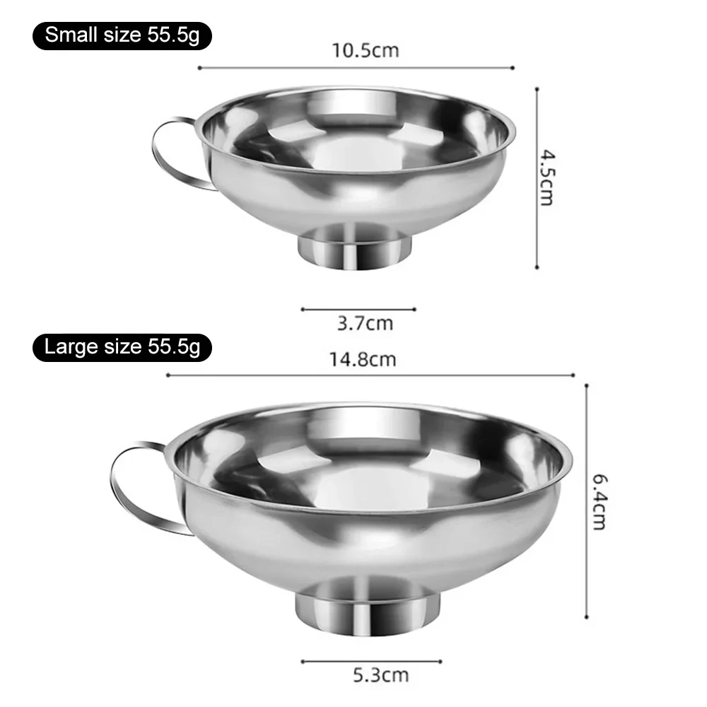 2 Size Stainless Steel Wide Mouth Canning Funnel 6
