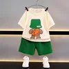 Baby Boy Clothes	Summer Korean Cartoon Children's Casual Sets Loose Cooler Cute Fashion Suit Infants Top + Shorts Two Piece Set