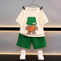 Baby Boy Clothes	Summer Korean Cartoon Children's Casual Sets Loose Cooler Cute Fashion Suit Infants Top + Shorts Two Piece Set
