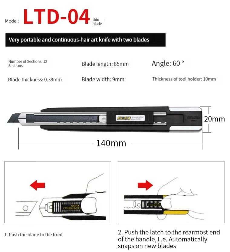 Original Olfa LTD-04 9mm knife, sharp cutting, Utility Knife