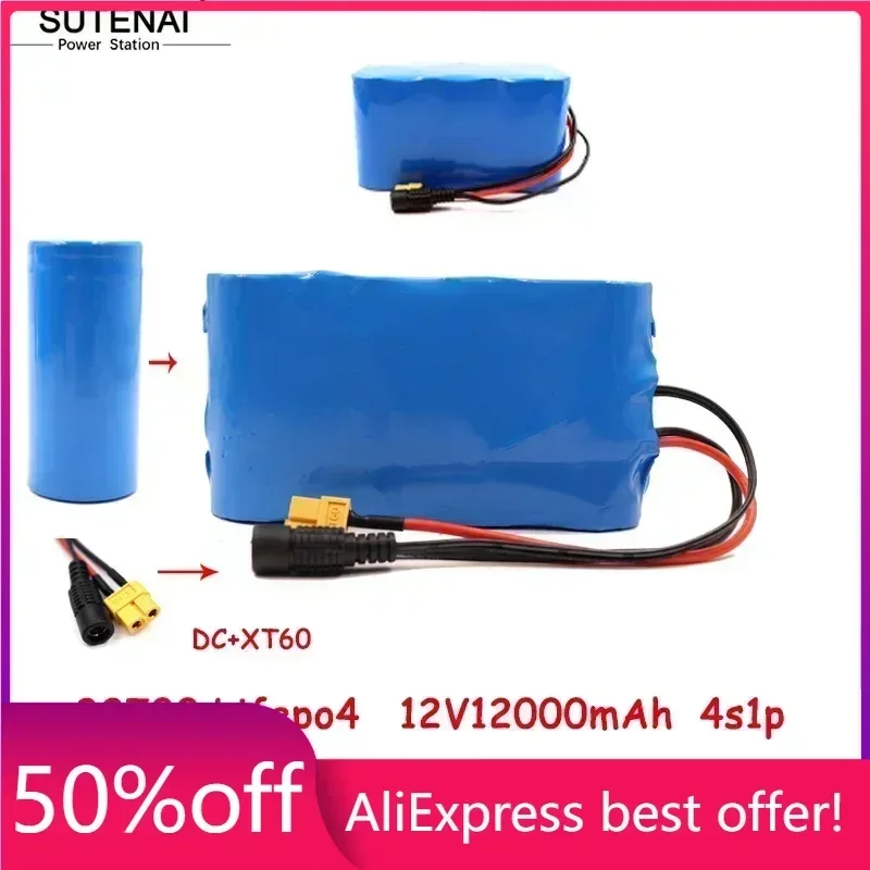 

32700 LiFePO4 battery pack 12.8v 12Ah 24Ah 36ah 4S 40A balance BMS 12V for electric boat and UPS