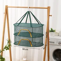 2-4 Layer Food Drying Net 70*50cm Multifunctional Hanging Clothes Drying Nets For Underwear Fruits Herbs Dryer Cage Storage Rack 2