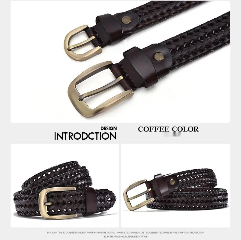 Jauna, karsti pārdota, roku darbs austa josta, īsta āda, govs āda, vīriešu retro ikdienas adatas sprādze, doba sieviešu josta_voghion.com