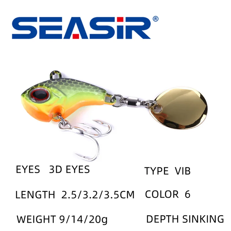 SEASIR VIB Vibration Rotating Metal Bait Spinner Spoon Fishing Lures 9g 14g 20g Jigs Trout Winter Hard Lures