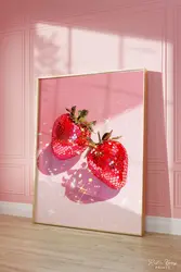 Pink Disco Strawberry Art - Fashionable Frameless Canvas Wall Decor Poster - 40X60CM (TT39)