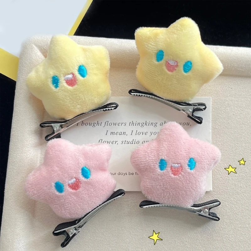 

Hair Clip Star Y2K Yellow Bangs Clip Sweet Girls Duckbill Clip Headdress Hair Accessories Furry Hairpin M6CD