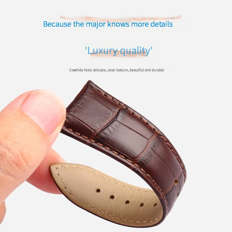Large Width Genuine Leather Watch Strap