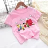 New anime Snoopy Printed T-shirt Kids Short sleeve kids 3-14 years old boys and girls new fashion Pokemon top 1
