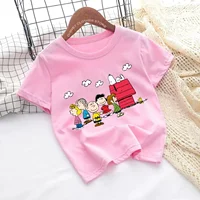 New anime Snoopy Printed T-shirt Kids Short sleeve kids 3-14 years old boys and girls new fashion Pokemon top 1